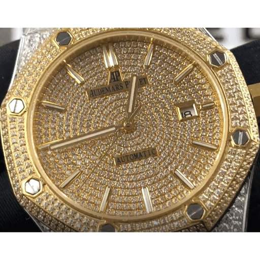 Audemars Piguet Royal Oak “Iced Out Yellow Gold” 15400SR.OO.1220SR.01 Premium Duplicate - photo 3