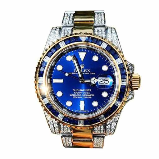 Rolex Submariner Date 18038 “Iced Out Blue Dial” Exact Duplicate Quality
